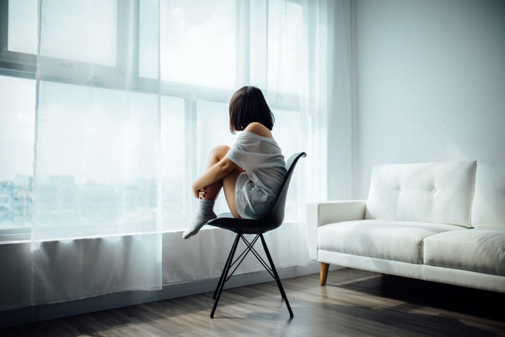 depression girl on chair